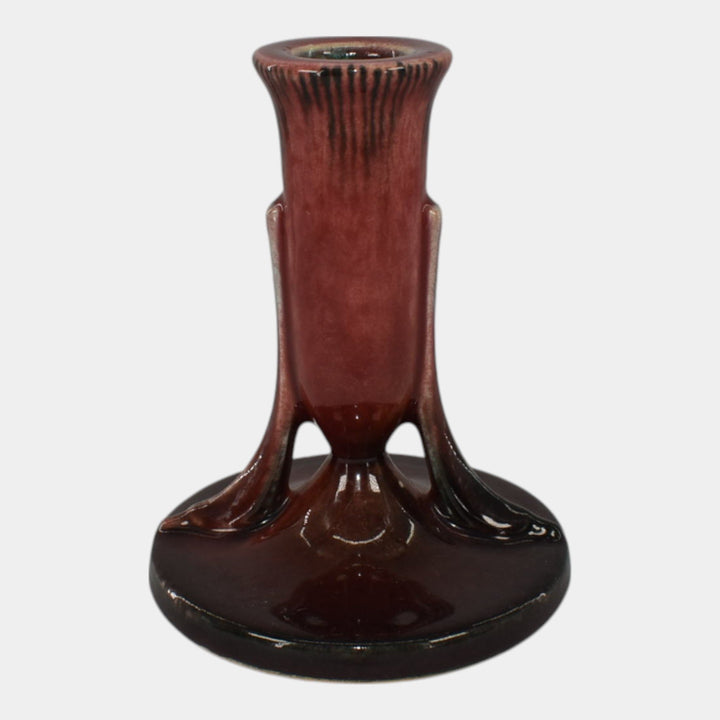 Roseville Orian Red 1935 Art Deco Pottery Candle Holder 1108-4 - Just Art Pottery