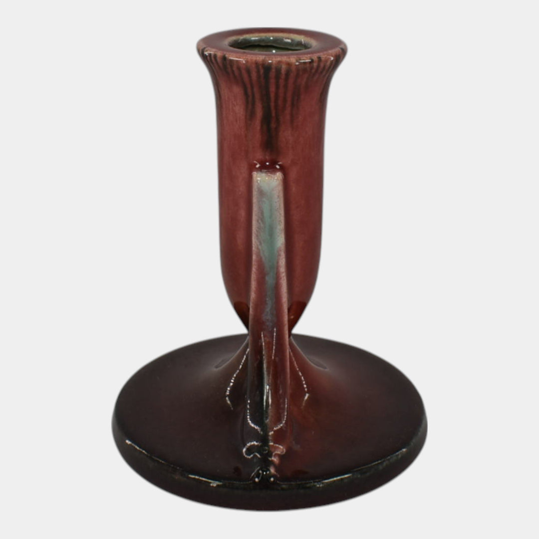 Roseville Orian Red 1935 Art Deco Pottery Candle Holder 1108-4 - Just Art Pottery