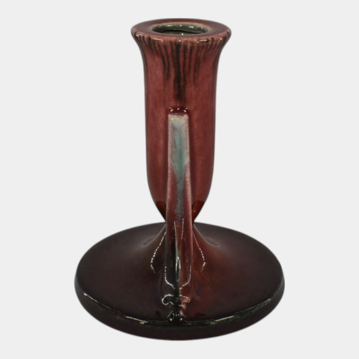 Roseville Orian Red 1935 Art Deco Pottery Candle Holder 1108-4 - Just Art Pottery