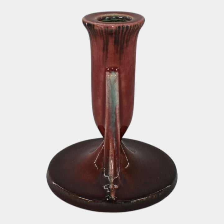 Roseville Orian Red 1935 Art Deco Pottery Candle Holder 1108-4 - Just Art Pottery