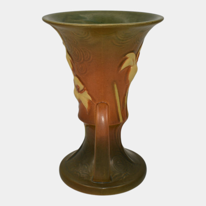 Roseville Zephyr Lily Brown 1946 Mid Century Modern Pottery Ceramic Vase 132-7