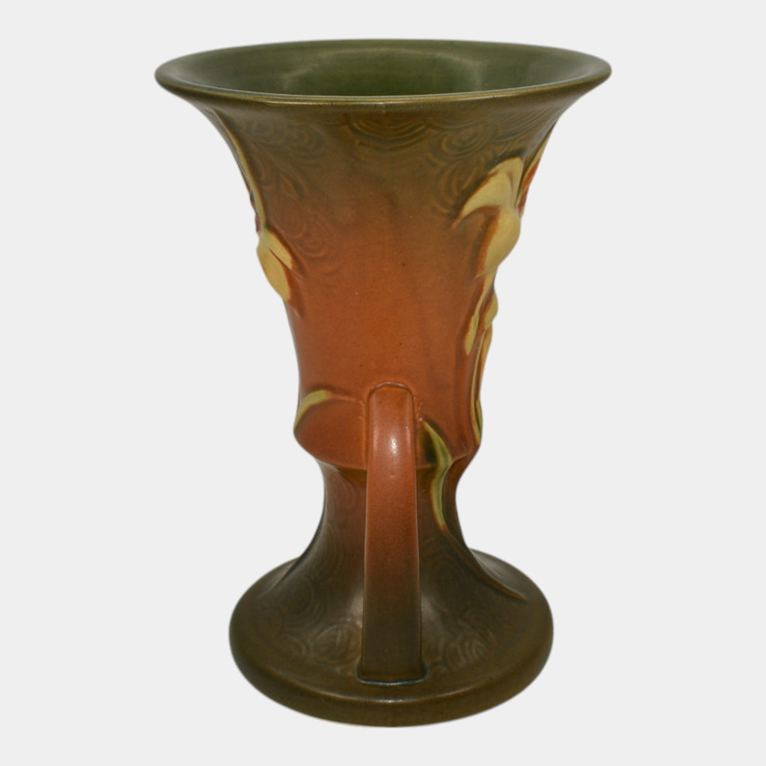 Roseville Zephyr Lily Brown 1946 Mid Century Modern Pottery Ceramic Vase 132-7
