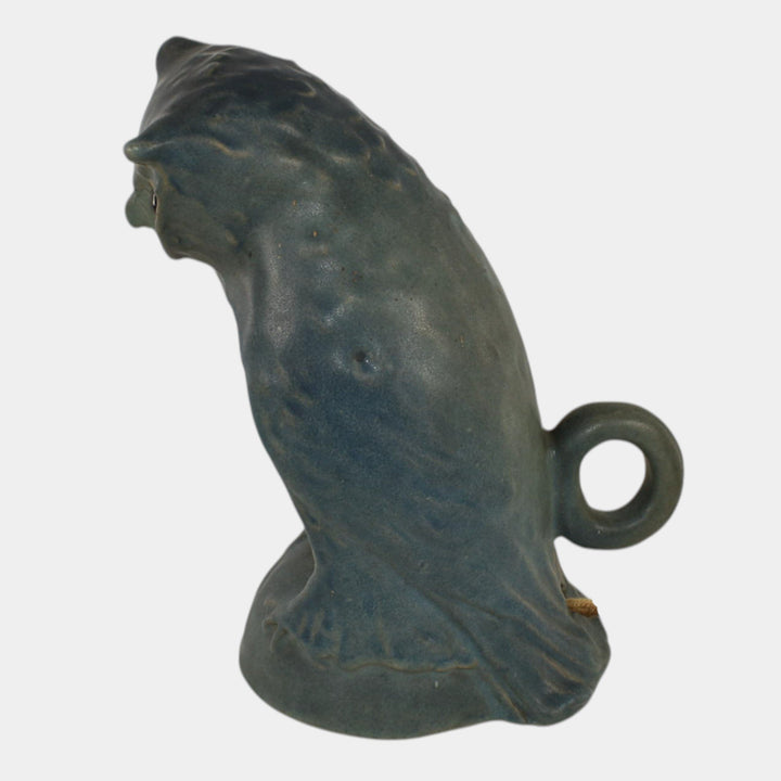 Van Briggle Pottery Late Teens Blue Owl Figural Night Light Lamp