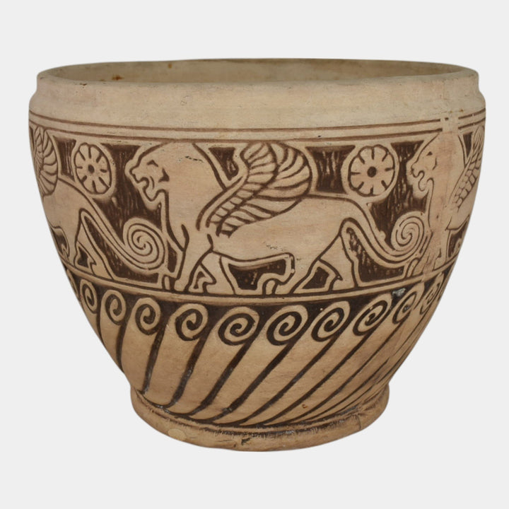 Weller Burntwood 1910 Vintage Art Pottery Griffin Winged Lion Jardiniere Planter