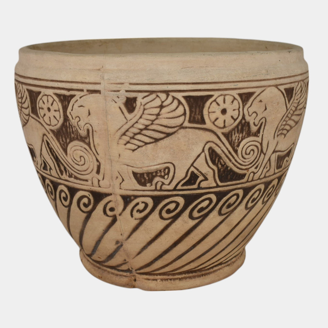Weller Burntwood 1910 Vintage Art Pottery Griffin Winged Lion Jardiniere Planter