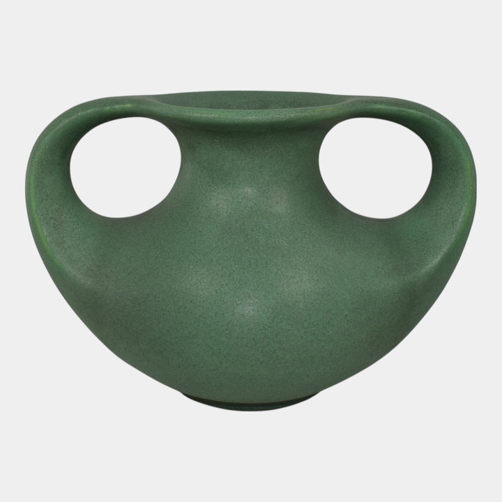 Teco Vintage Arts And Crafts Pottery Matte Green Ceramic Handled Vase 297