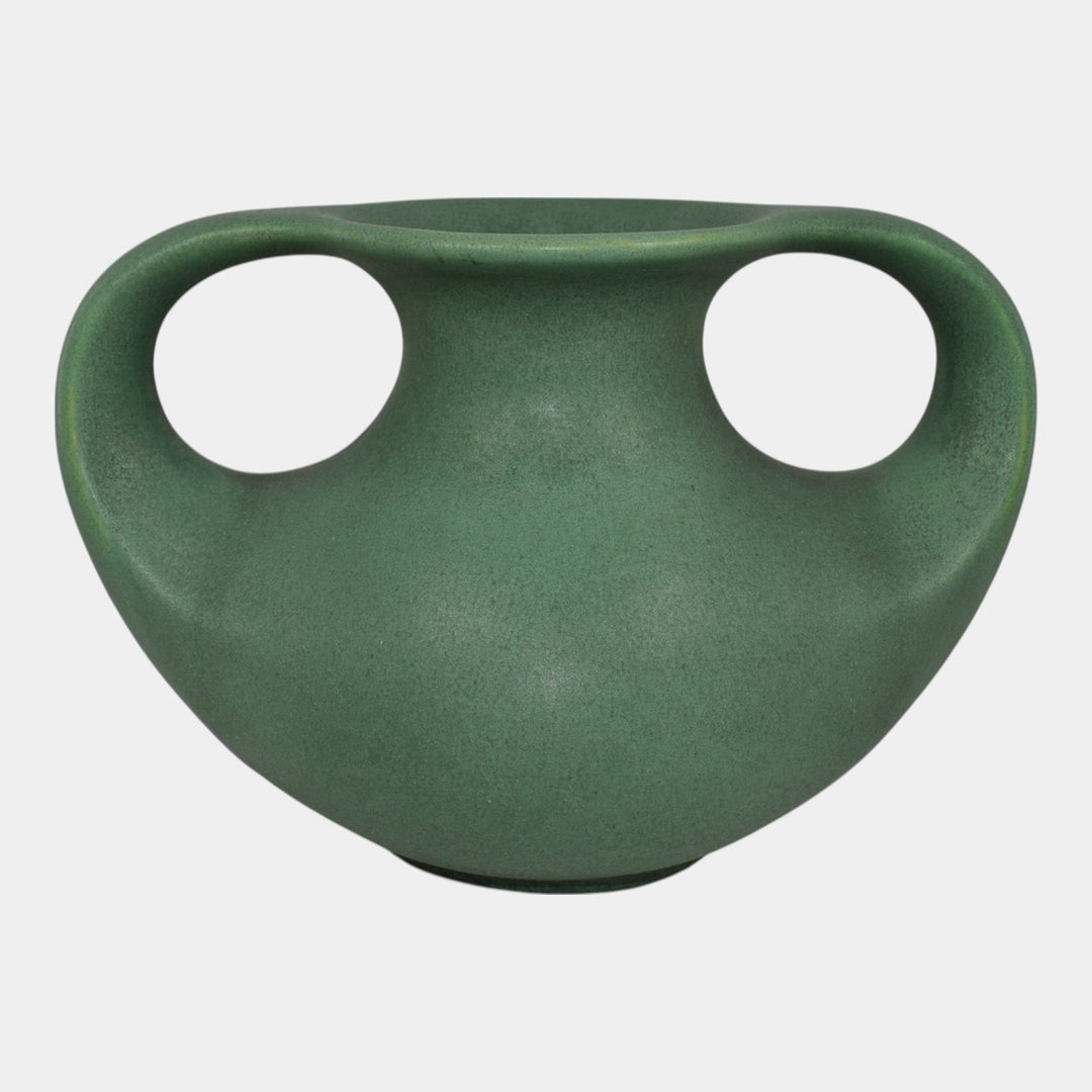 Teco Vintage Arts And Crafts Pottery Matte Green Ceramic Handled Vase 297
