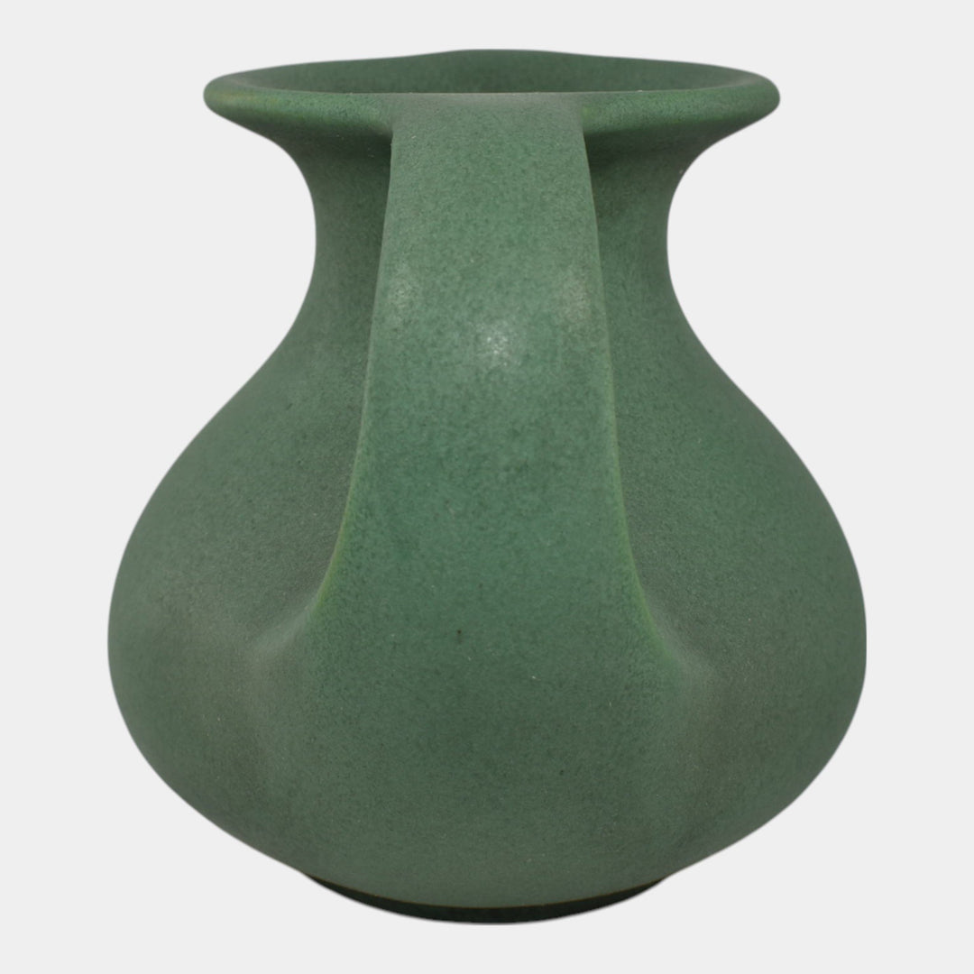 Teco Vintage Arts And Crafts Pottery Matte Green Ceramic Handled Vase 297