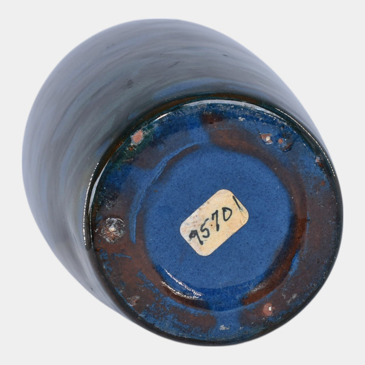 Peters and Reed Marbleized 1920s Pottery Blue Ceramic Vase 50