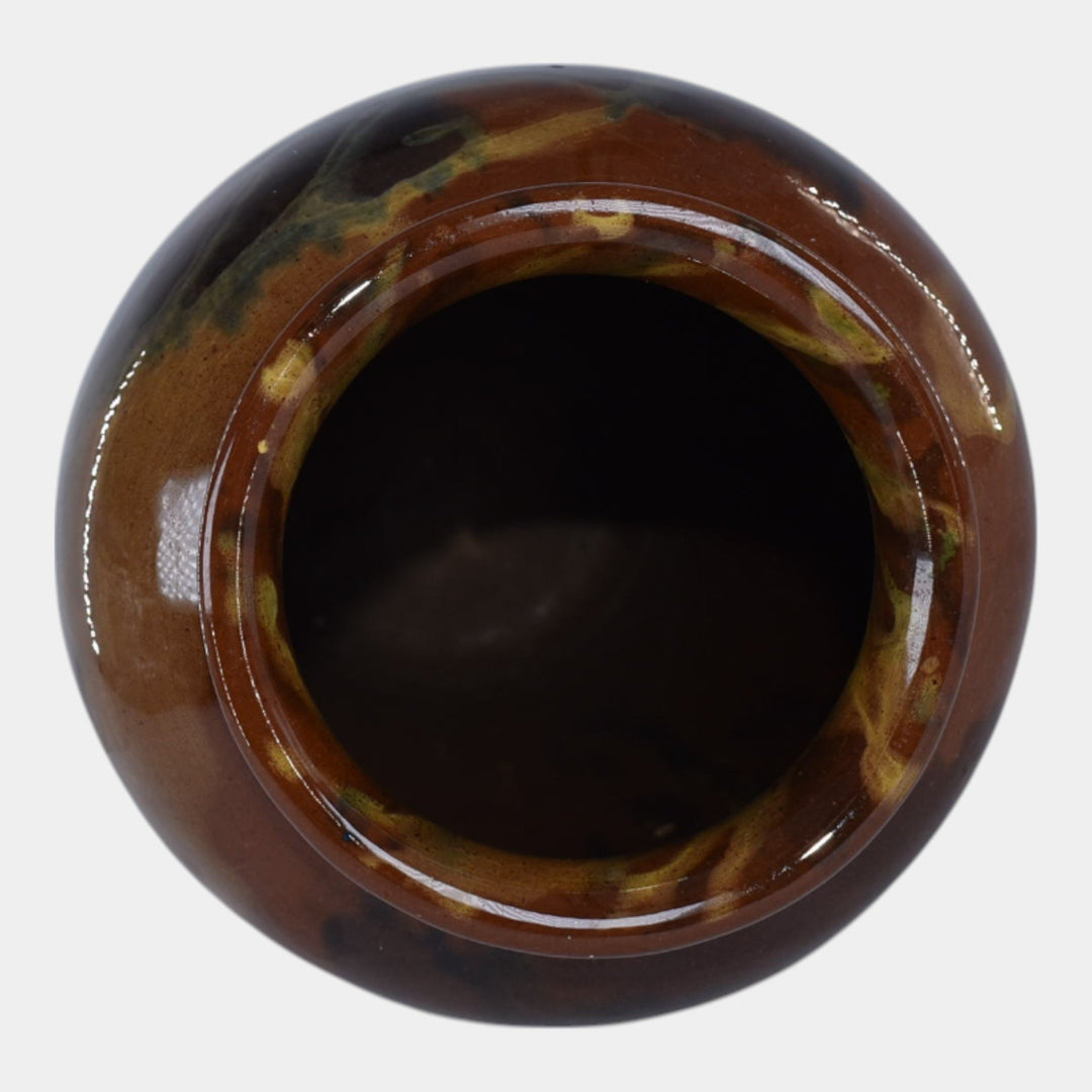 Peters and Reed Marbleized 1920s Art Pottery Brown Ceramic Vase 50