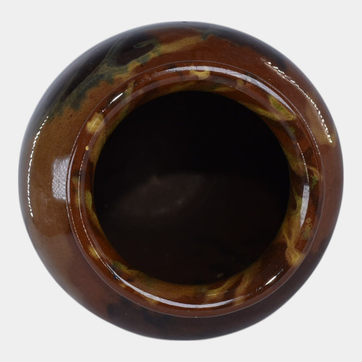 Peters and Reed Marbleized 1920s Art Pottery Brown Ceramic Vase 50