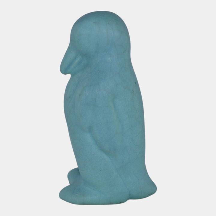 Van Briggle 1930s Vintage Art Pottery Blue Penguin Figurine Paperweight