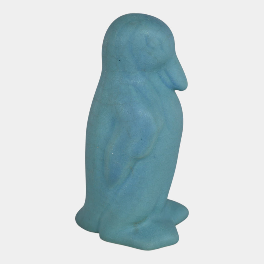 Van Briggle 1930s Vintage Art Pottery Blue Penguin Figurine Paperweight