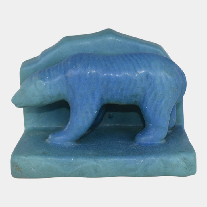 Van Briggle 1920s Vintage Arts And Crafts Pottery Blue Bear Bookend