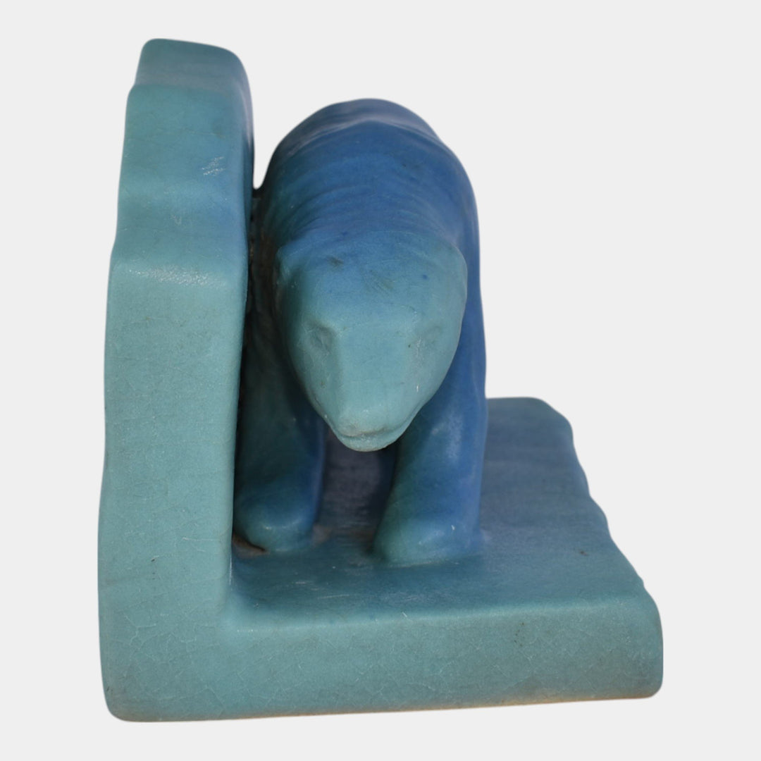 Van Briggle 1920s Vintage Arts And Crafts Pottery Blue Bear Bookend