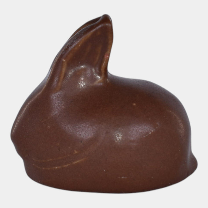 Van Briggle Pottery Late Teens Brown Split Ear Rabbit Paperweight Figurine
