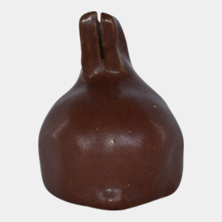 Van Briggle Pottery Late Teens Brown Split Ear Rabbit Paperweight Figurine