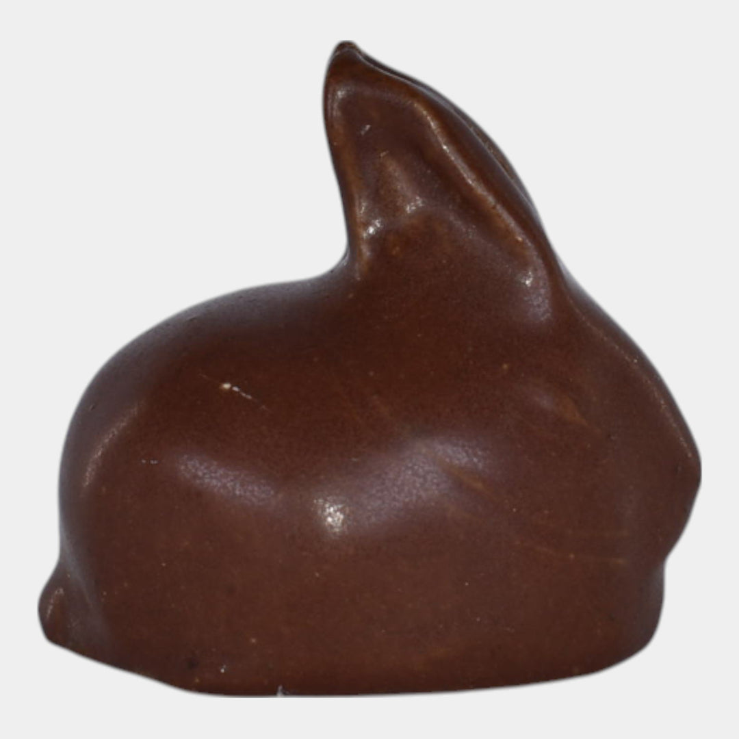 Van Briggle Pottery Late Teens Brown Split Ear Rabbit Paperweight Figurine