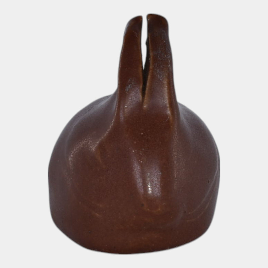Van Briggle Pottery Late Teens Brown Split Ear Rabbit Paperweight Figurine