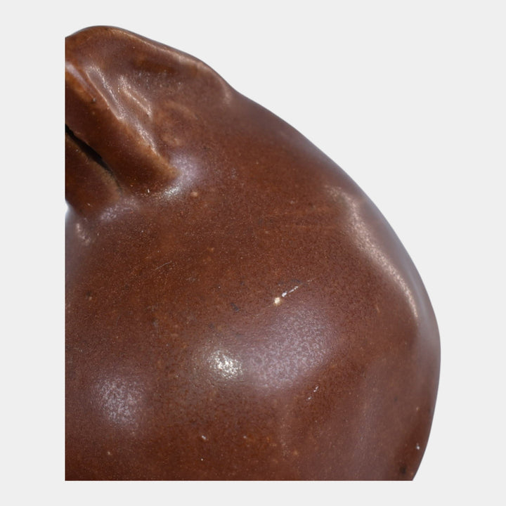 Van Briggle Pottery Late Teens Brown Split Ear Rabbit Paperweight Figurine