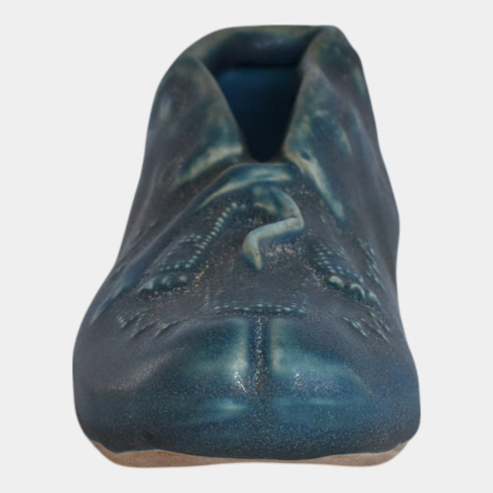 Van Briggle 1910s Pottery Blue Native American Indian Moccasin Shoe