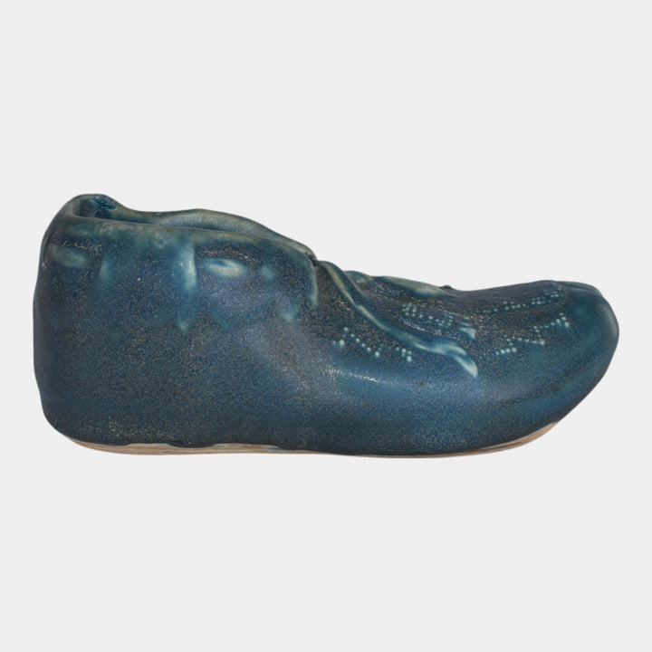 Van Briggle 1910s Pottery Blue Native American Indian Moccasin Shoe