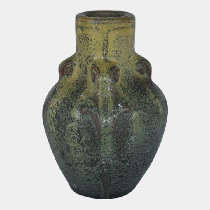 Van Briggle Circa 1907 Arts Crafts Pottery Matte Green Yellow Ceramic Vase 656
