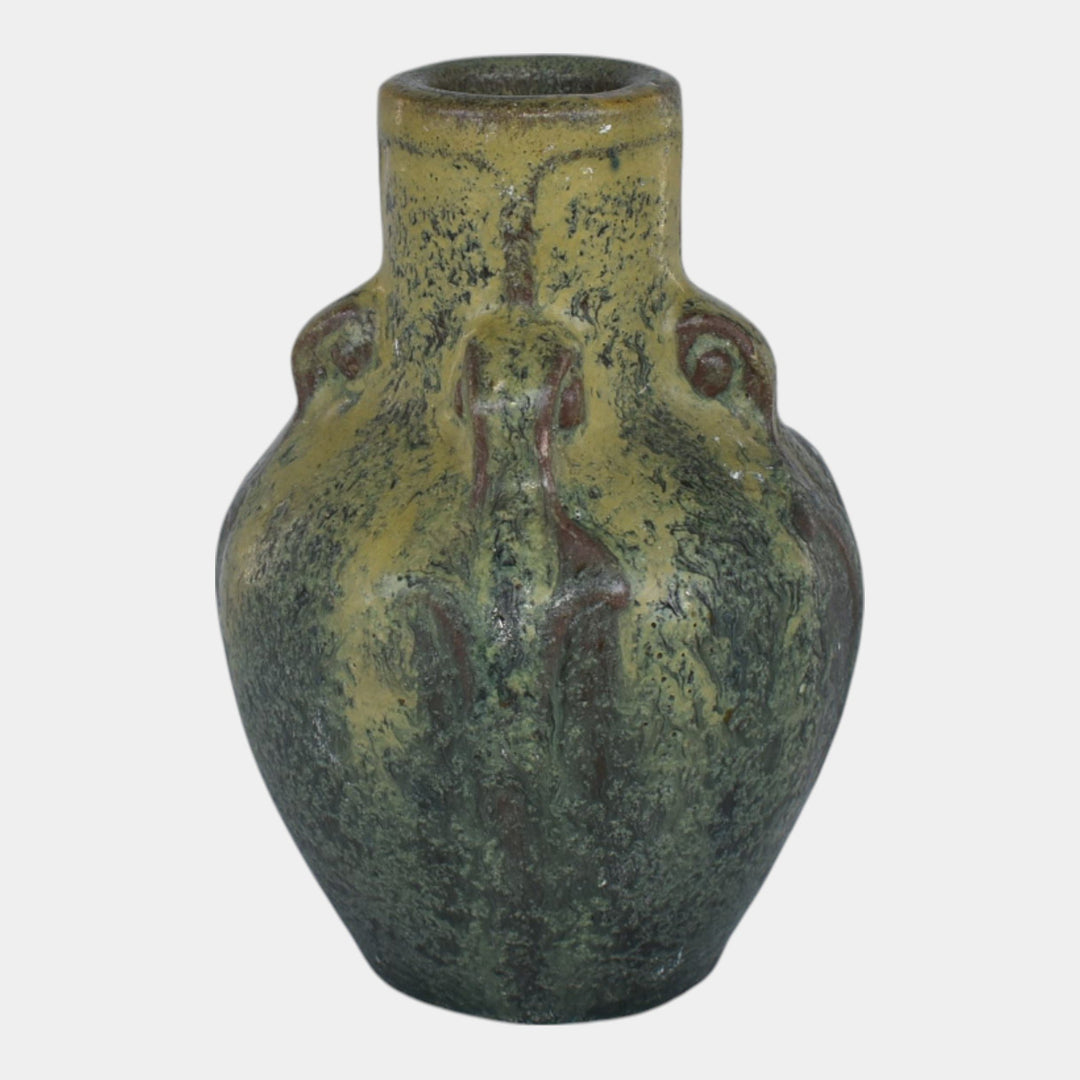 Van Briggle Circa 1907 Arts Crafts Pottery Matte Green Yellow Ceramic Vase 656