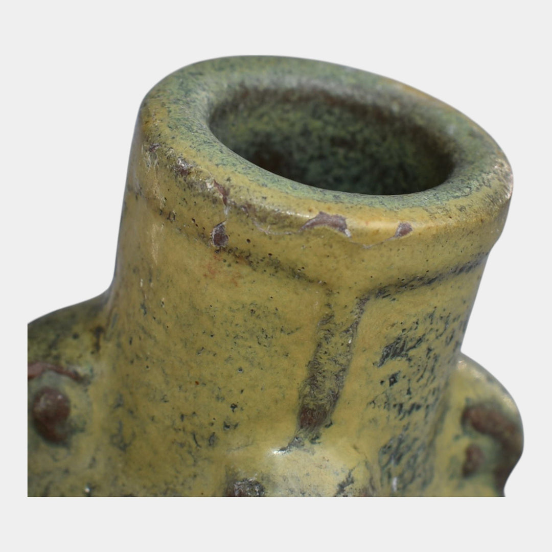 Van Briggle Circa 1907 Arts Crafts Pottery Matte Green Yellow Ceramic Vase 656