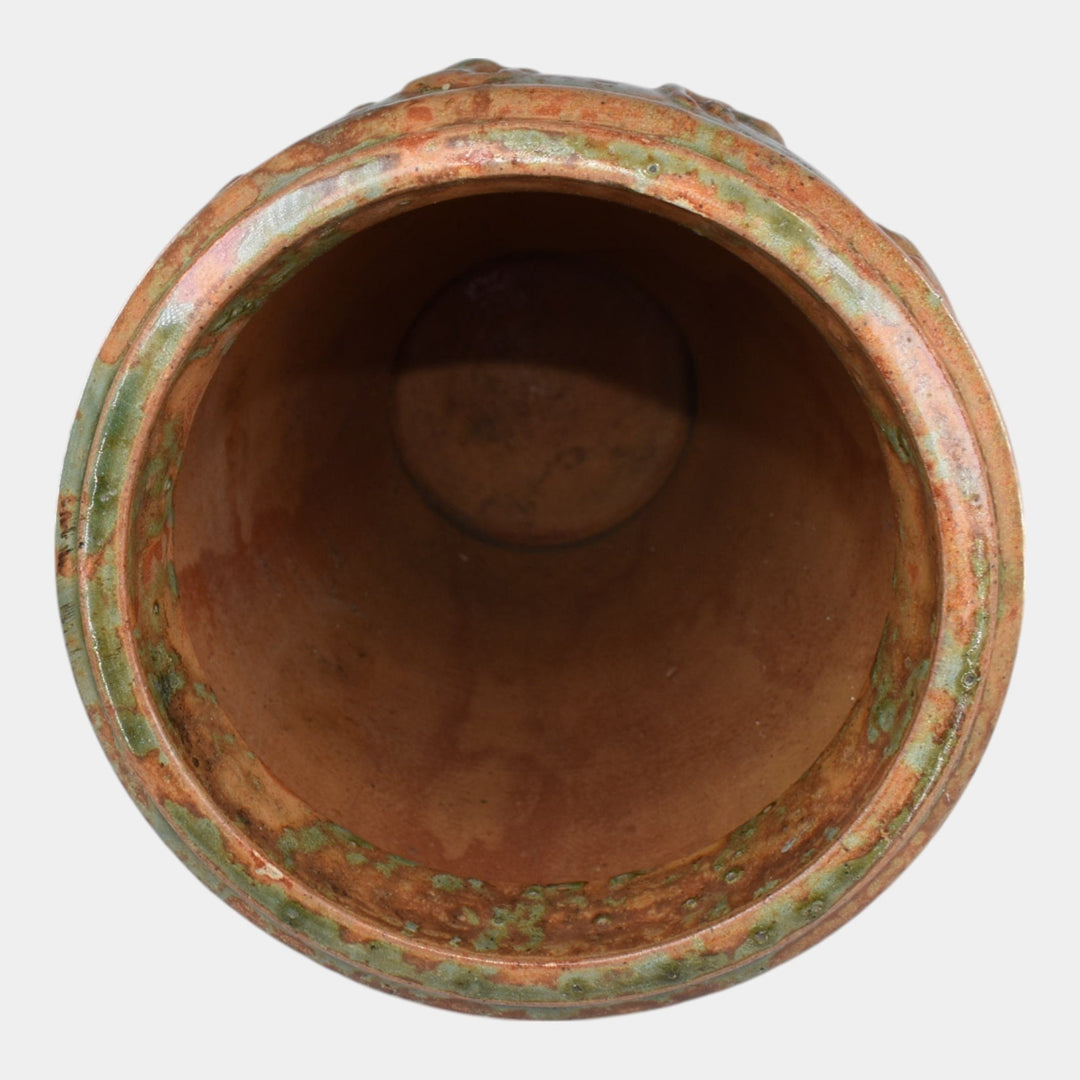 Burley Winter 1930s Vintage Pottery Orange Green Grecian Women Floor Vase