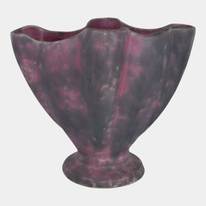 Burley Winter 1930s Vintage Art Pottery Purple Fan Vase