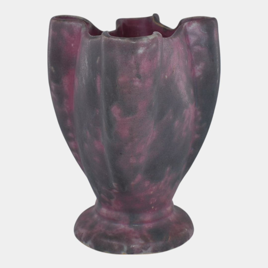 Burley Winter 1930s Vintage Art Pottery Purple Fan Vase