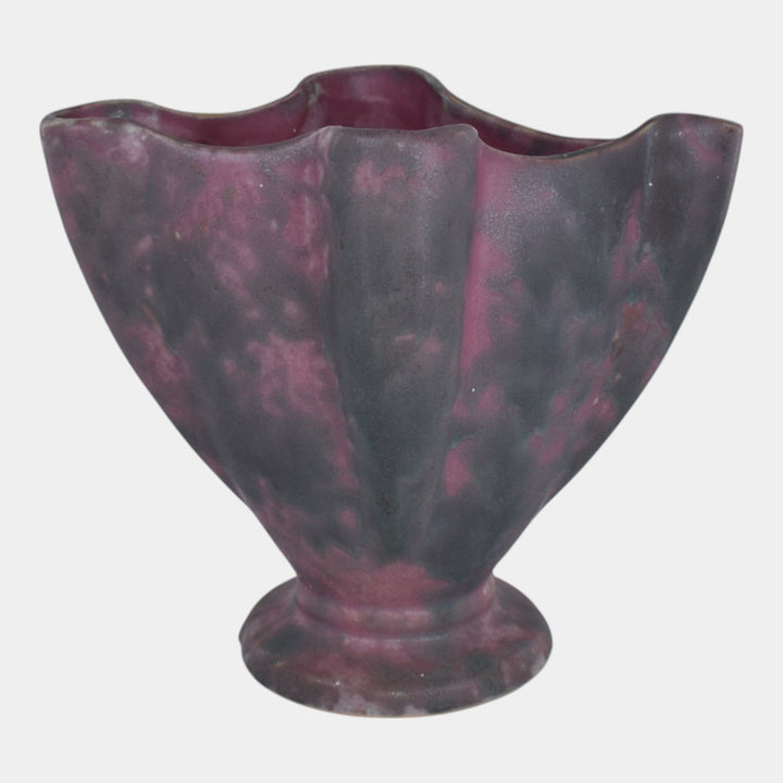 Burley Winter 1930s Vintage Art Pottery Purple Fan Vase
