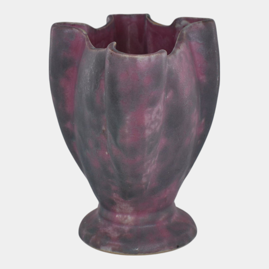 Burley Winter 1930s Vintage Art Pottery Purple Fan Vase