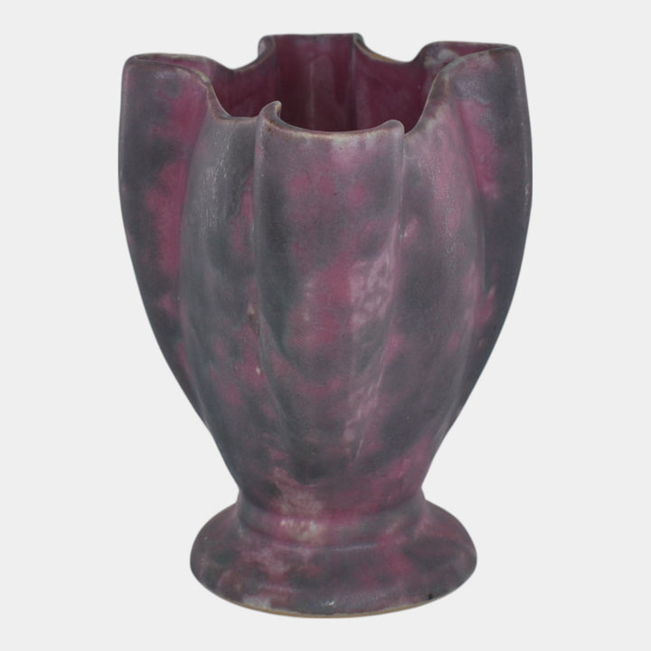 Burley Winter 1930s Vintage Art Pottery Purple Fan Vase