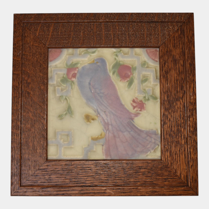 Rookwood Faience Vintage Art Pottery Pink Purple Bird Tile 3124Y - Just Art Pottery