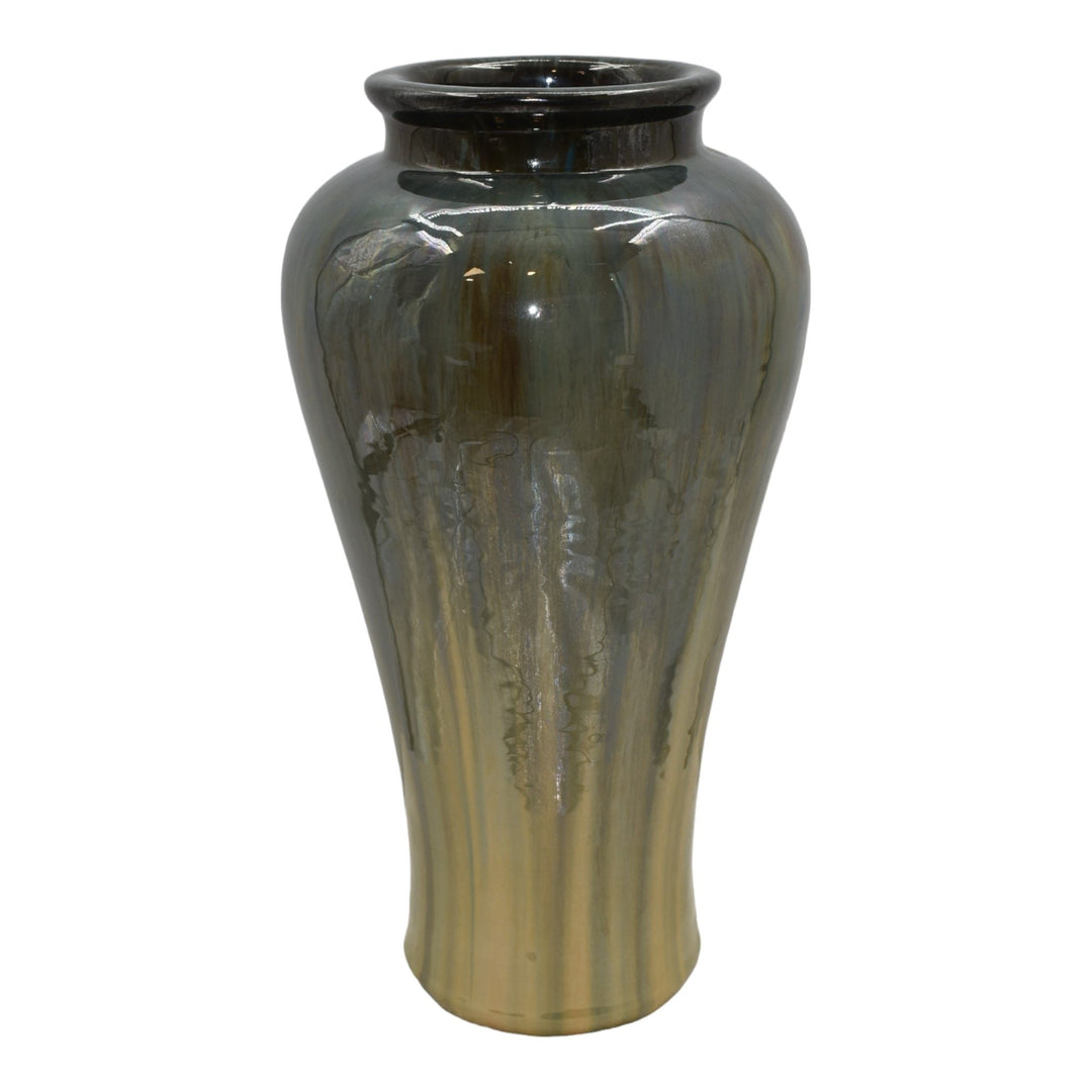 Fulper 1917-23 Arts And Crafts Pottery Green Brown Flambe Ceramic Floor Vase 590 - Just Art Pottery