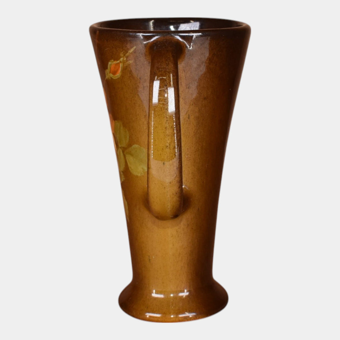 Owens Pottery Utopian Wild Rose Handled Vase Shape 1115 Steele