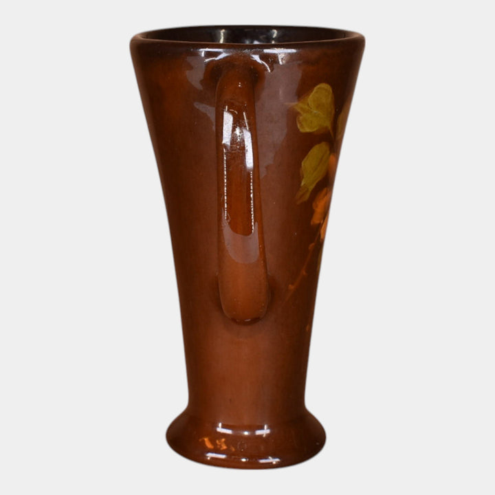 Owens Pottery Utopian Wild Rose Handled Vase Shape 1115 Steele