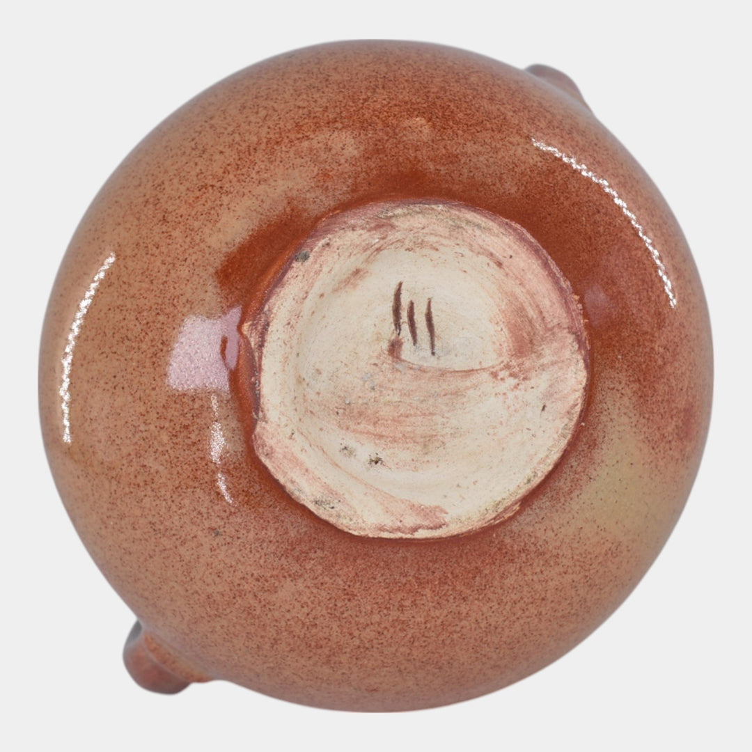 Pittsville Wisconsin Art Pottery Orange Peach Skin Vintage Ceramic Vase 111