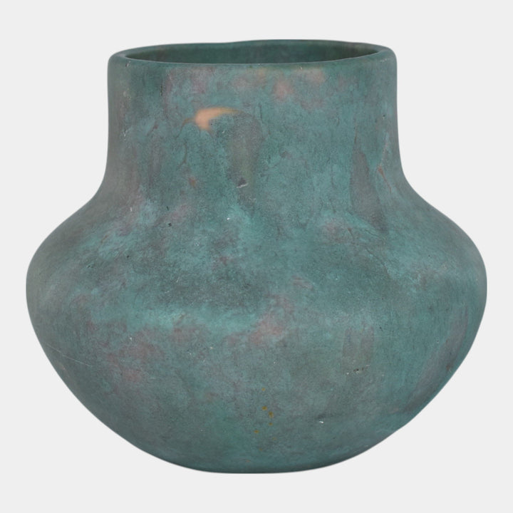 Roseville Early Carnelian Mottled Green Vintage Art Pottery Ceramic Vase - Just Art Pottery