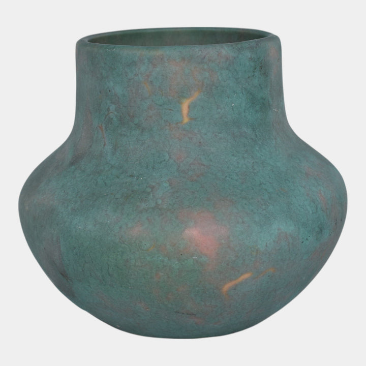 Roseville Early Carnelian Mottled Green Vintage Art Pottery Ceramic Vase - Just Art Pottery