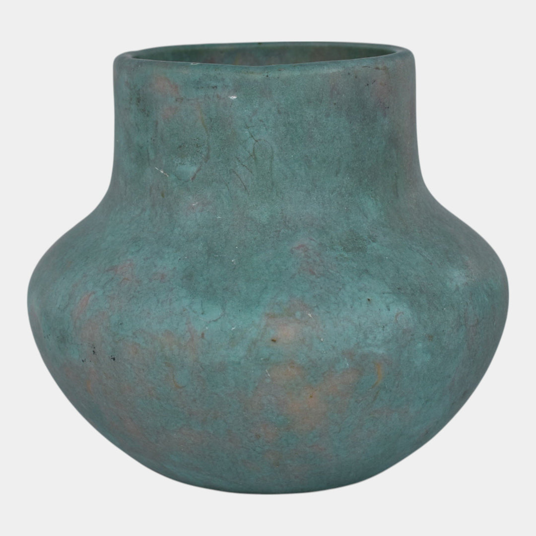 Roseville Early Carnelian Mottled Green Vintage Art Pottery Ceramic Vase - Just Art Pottery