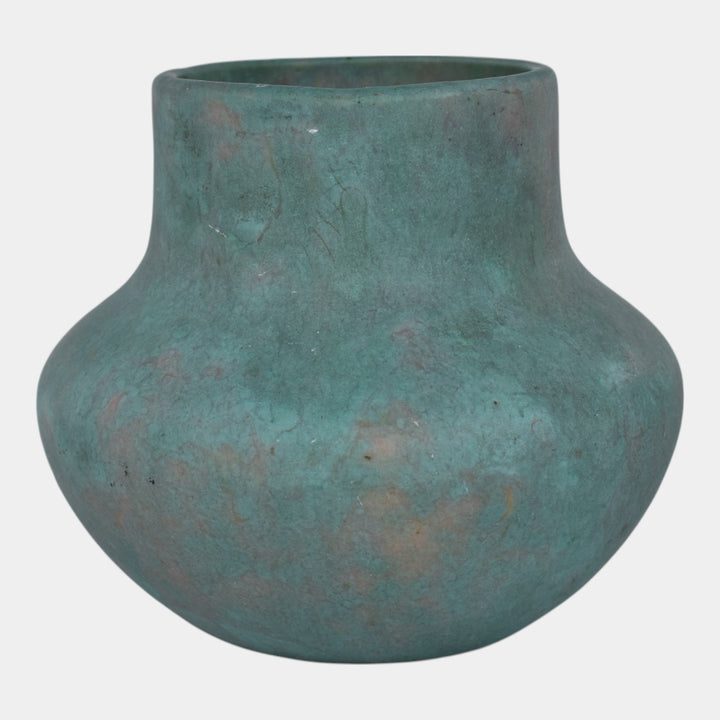 Roseville Early Carnelian Mottled Green Vintage Art Pottery Ceramic Vase - Just Art Pottery