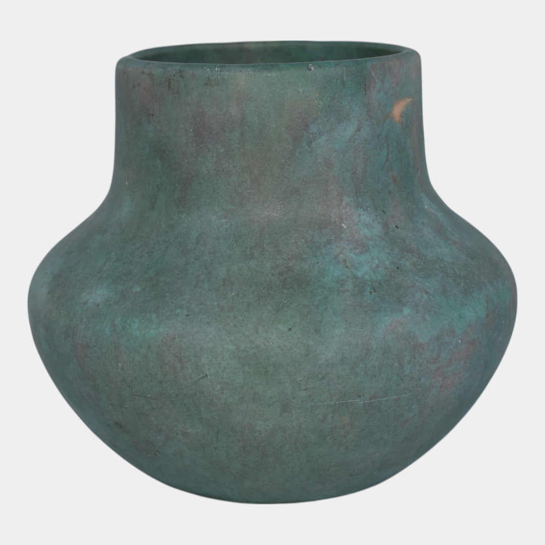 Roseville Early Carnelian Mottled Green Vintage Art Pottery Ceramic Vase - Just Art Pottery