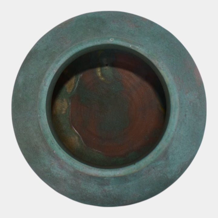 Roseville Early Carnelian Mottled Green Vintage Art Pottery Ceramic Vase - Just Art Pottery