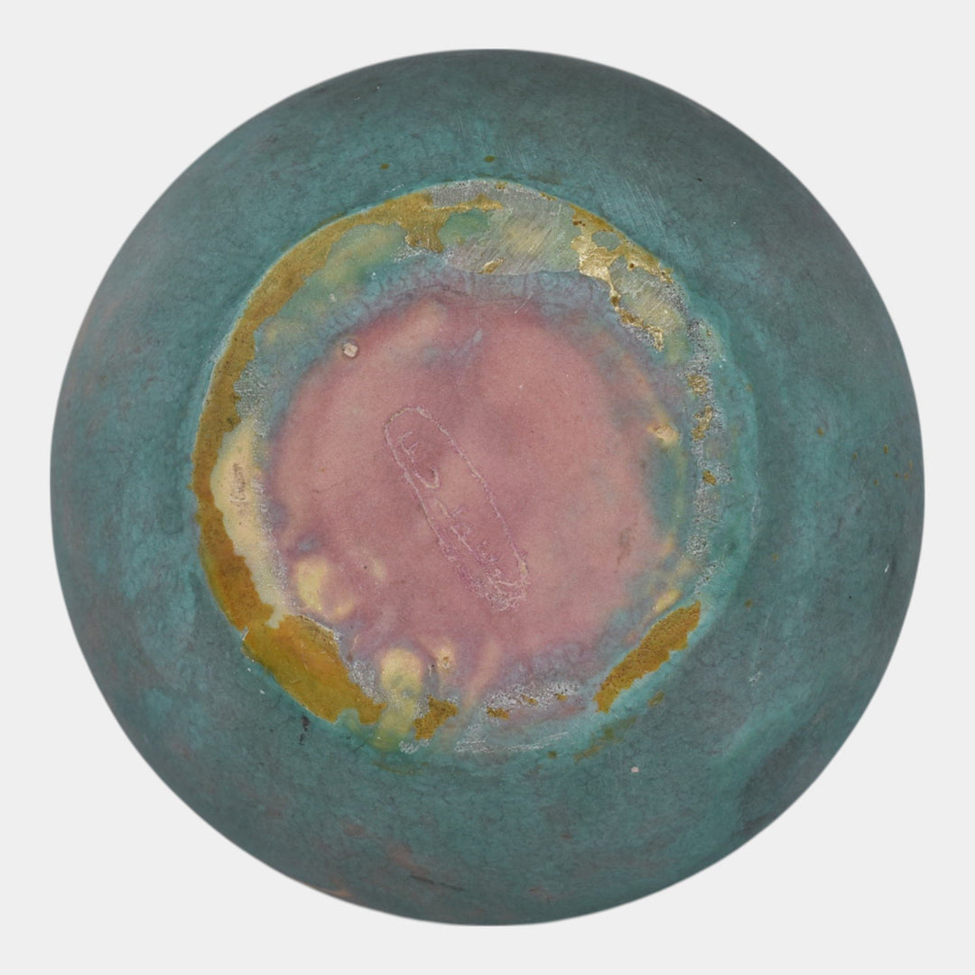 Roseville Early Carnelian Mottled Green Vintage Art Pottery Ceramic Vase - Just Art Pottery