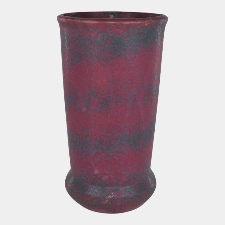 Burley Winter 1930s Vintage Art Deco Pottery Mottled Red Ceramic Vase
