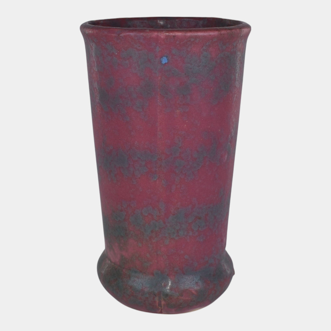 Burley Winter 1930s Vintage Art Deco Pottery Mottled Red Ceramic Vase
