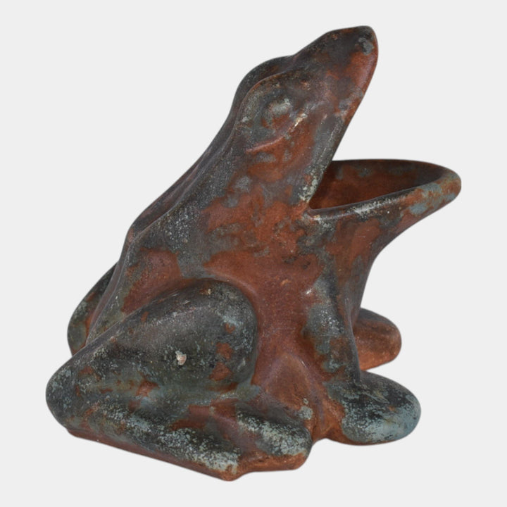 Burley Winter 1930s Art Pottery Mottled Brown Green Figural Frog